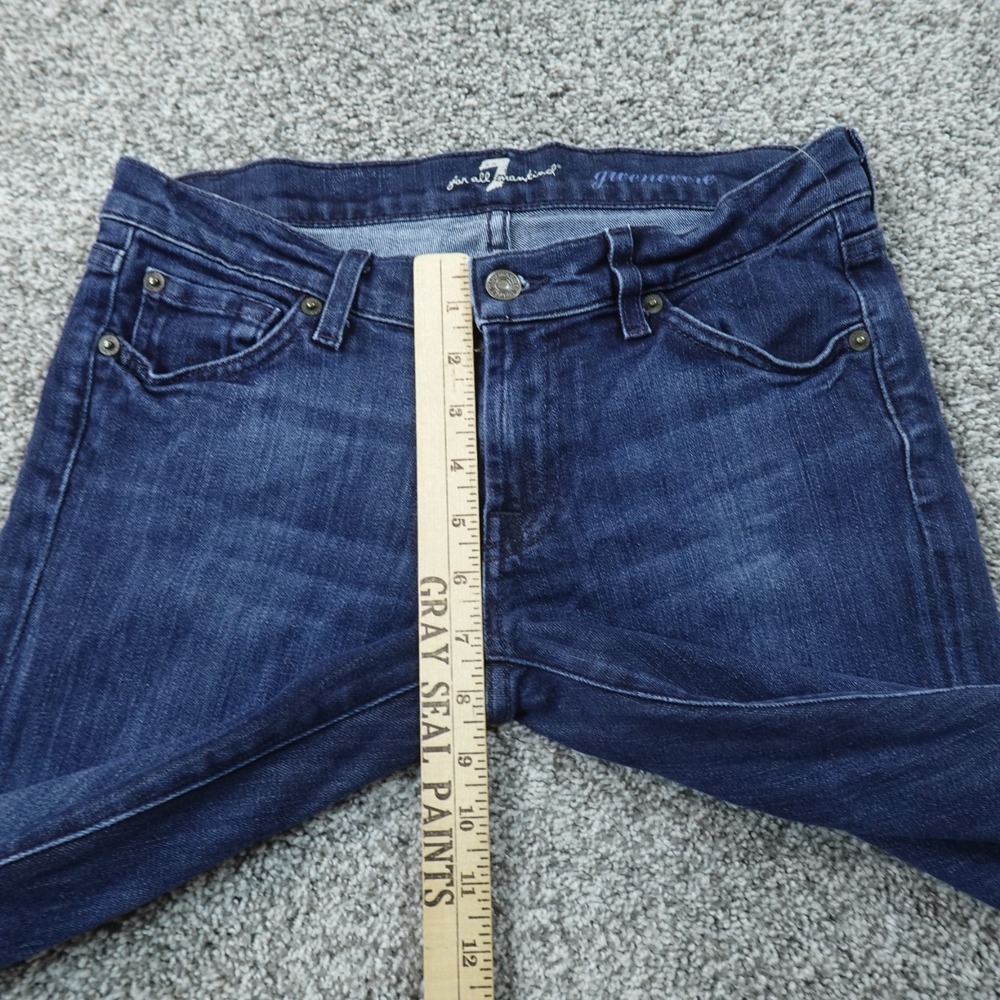 7 For All Mankind Jeans Womens 28 Dark Blue Denim Pants Low Rise Skinny - Picture 4 of 10